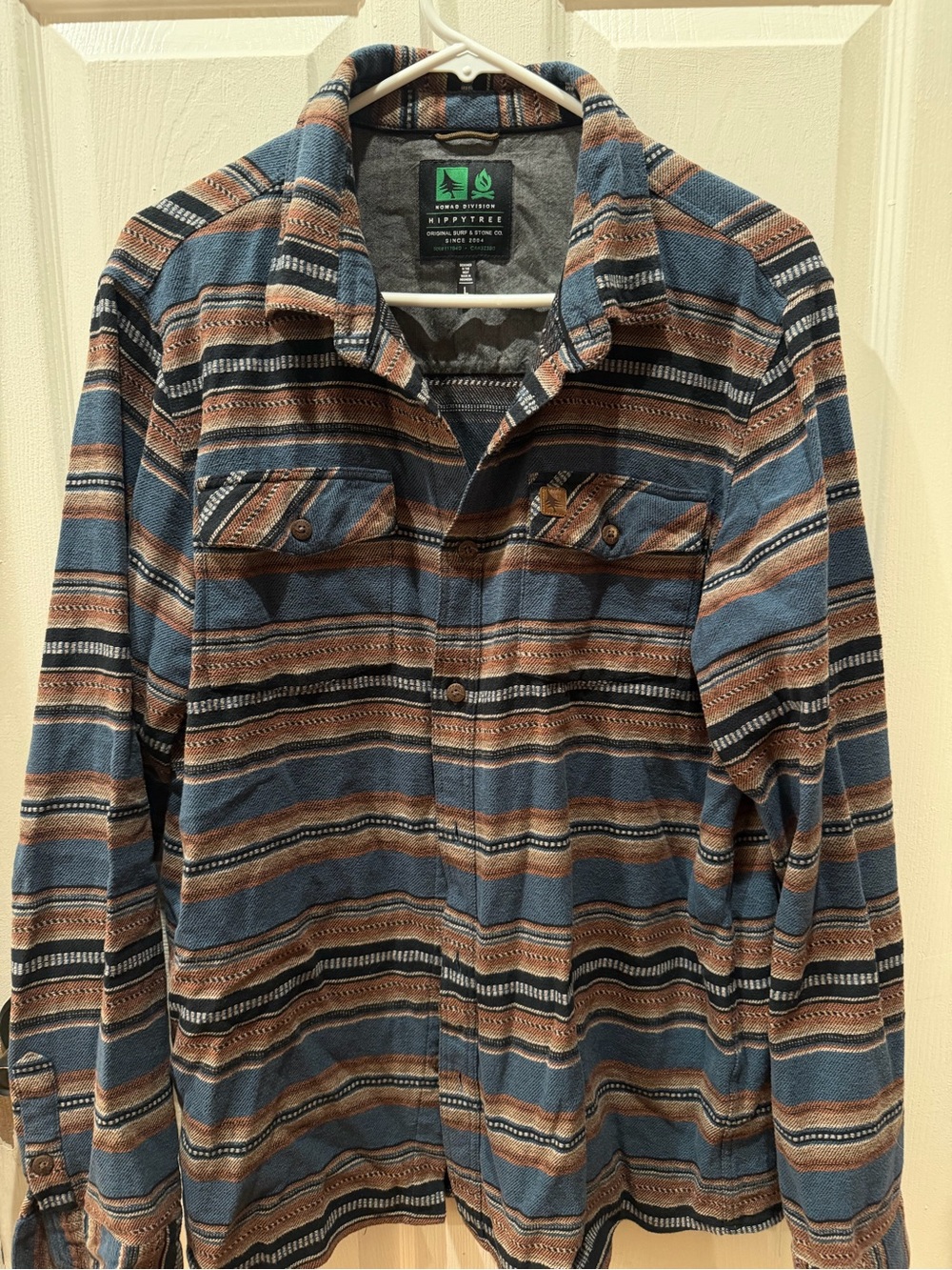 Tree Tribe Blue & Brown Striped Lightweight Shirt Jacket